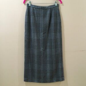 Vtg 80s Pendleton 100% Virgin Wool Gray Plaid Maxi Skirt Size 8 made in USA